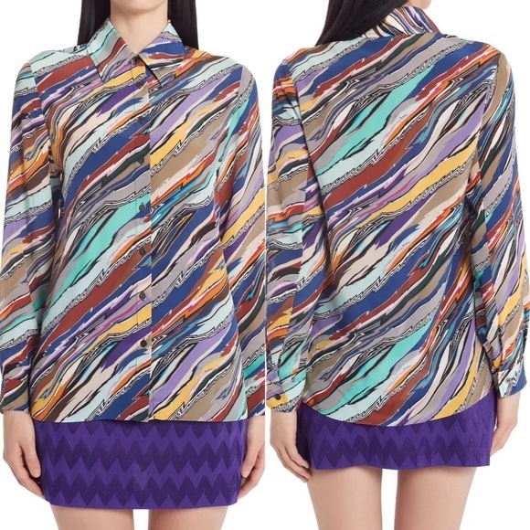 Missoni Tops - 🆕 NWT Missoni $1265 Current Colorful Runway Favorite Silk Long Sleeve Blouse